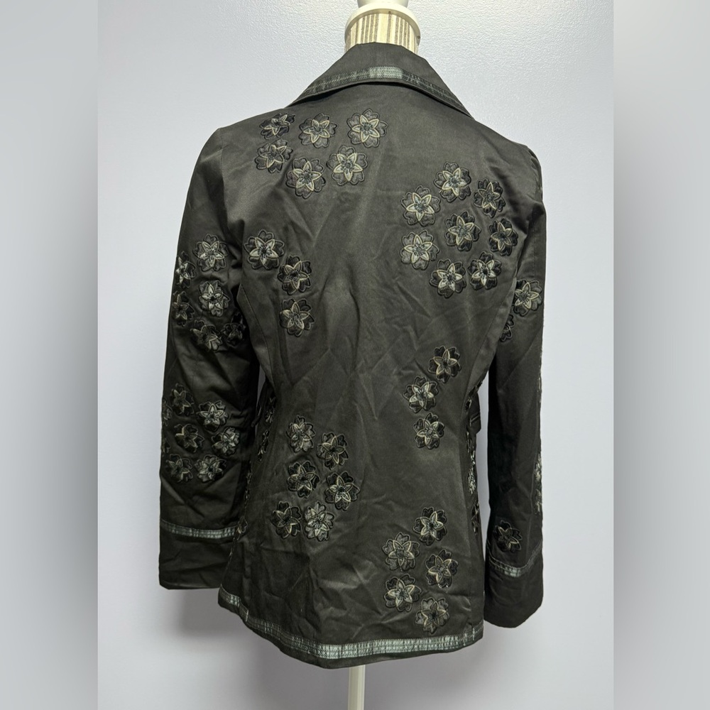 Vintage Paparazzi Chic Black Embroidered Women's button up jacket size L - Picture 3 of 14
